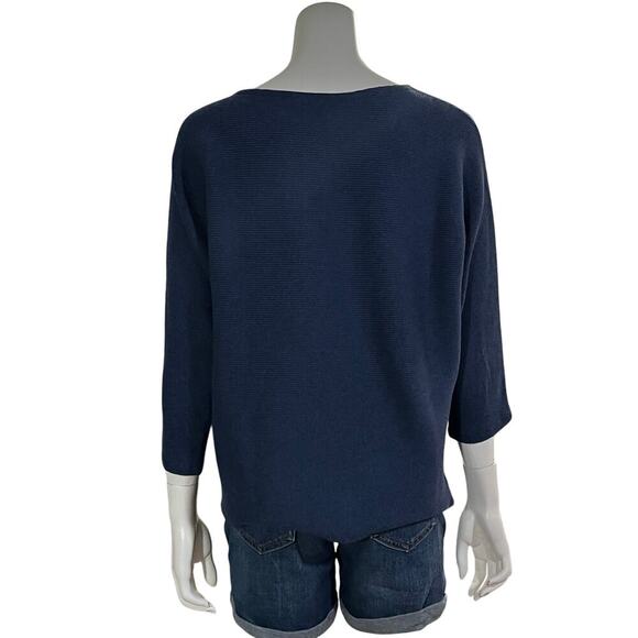 R Label Womens Ribberd Blue 3/4 Sleeve Sweater Size L/XL - Picture 4 of 9